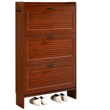 Traditional Rectangular Wood Entryway Brown Shoe Storage Image - 27