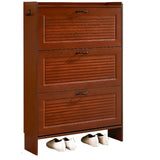 Traditional Rectangular Wood Entryway Brown Shoe Storage Image - 30