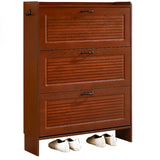 Traditional Rectangular Wood Entryway Brown Shoe Storage Image - 32