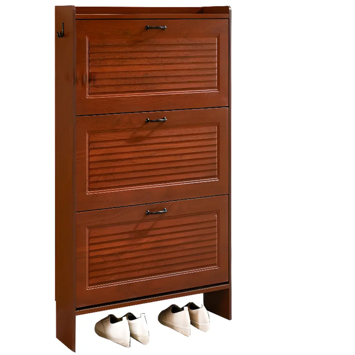 Traditional Rectangular Wood Entryway Brown Shoe Storage Image - 3