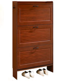 Traditional Rectangular Wood Entryway Brown Shoe Storage Image - 5