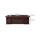 Traditional Red Wood Executive Desk with Storage Drawer Image - 16
