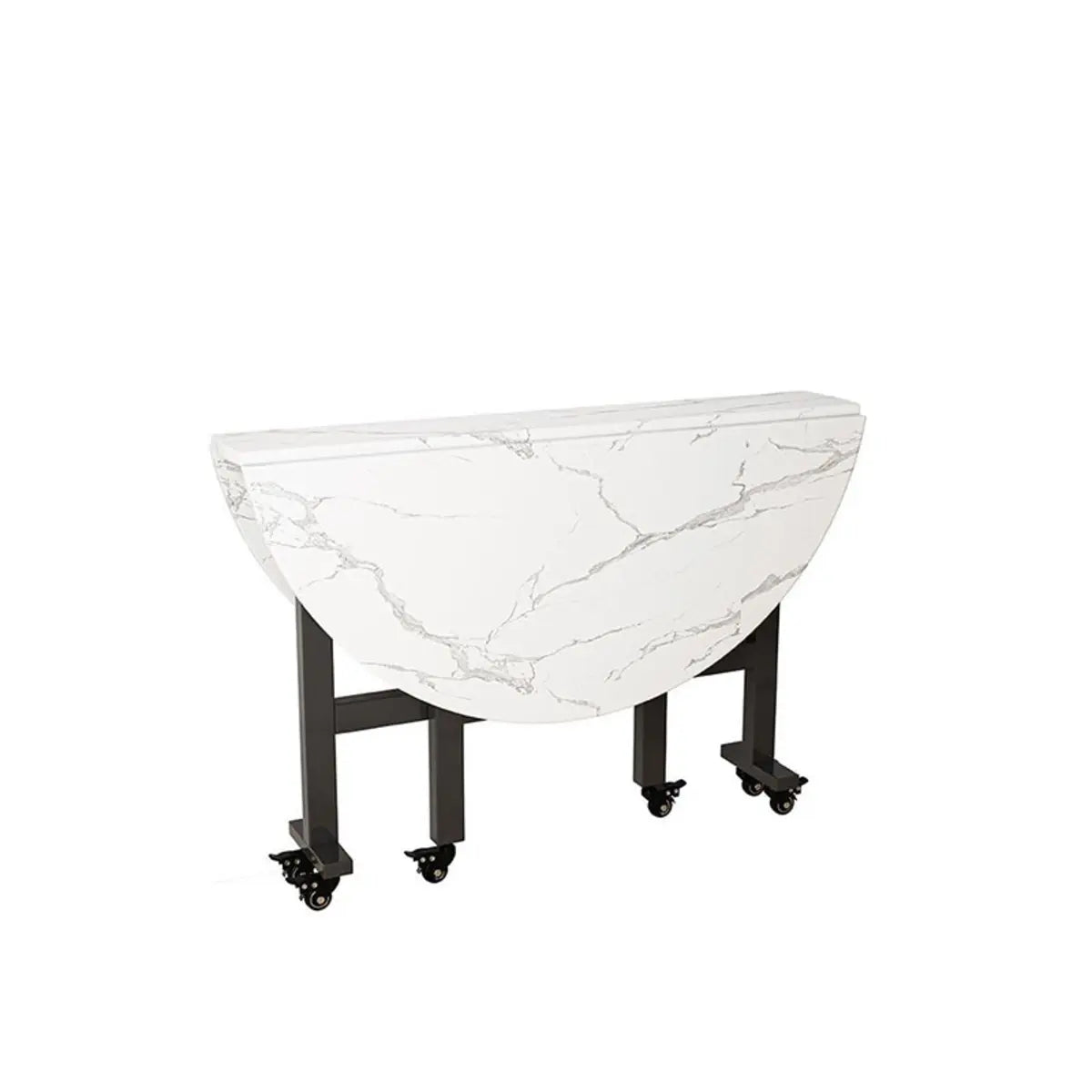 Traditional Round Faux Wood Dining Table Drop Leaf Image - 5