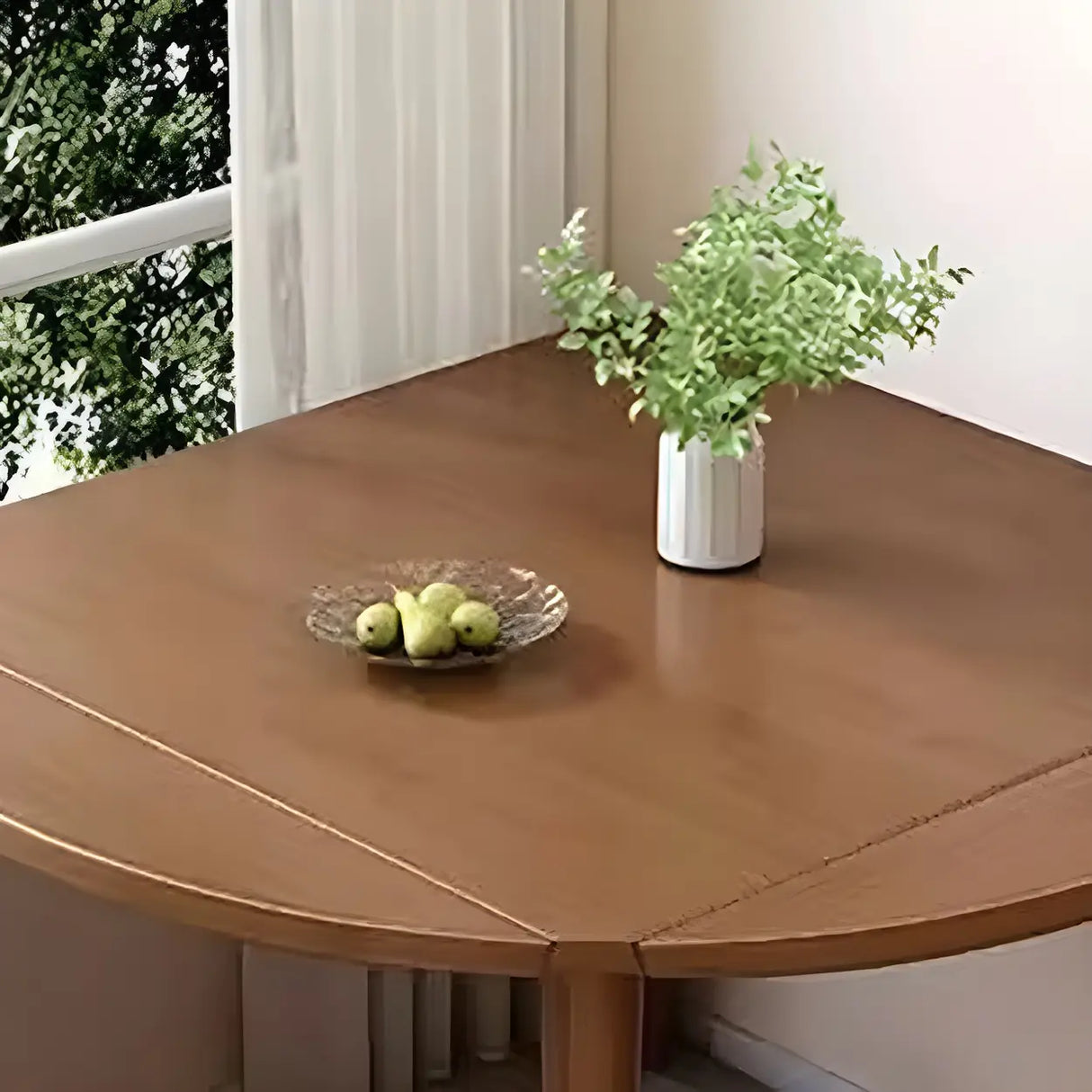 Traditional Round Foldable Wood Dining Table Drop Leaf Image - 14