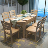 Traditional Round Rubberwood Dining Table Extendable Brown Image - 8