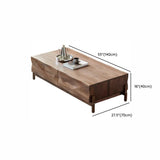 Traditional Solid Walnut Wood Coffee Table with Drawers #size