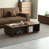 Traditional Solid Walnut Wood Rectangular Coffee Table Image - 1