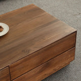 Traditional Solid Walnut Wood Rectangular Coffee Table Image - 5