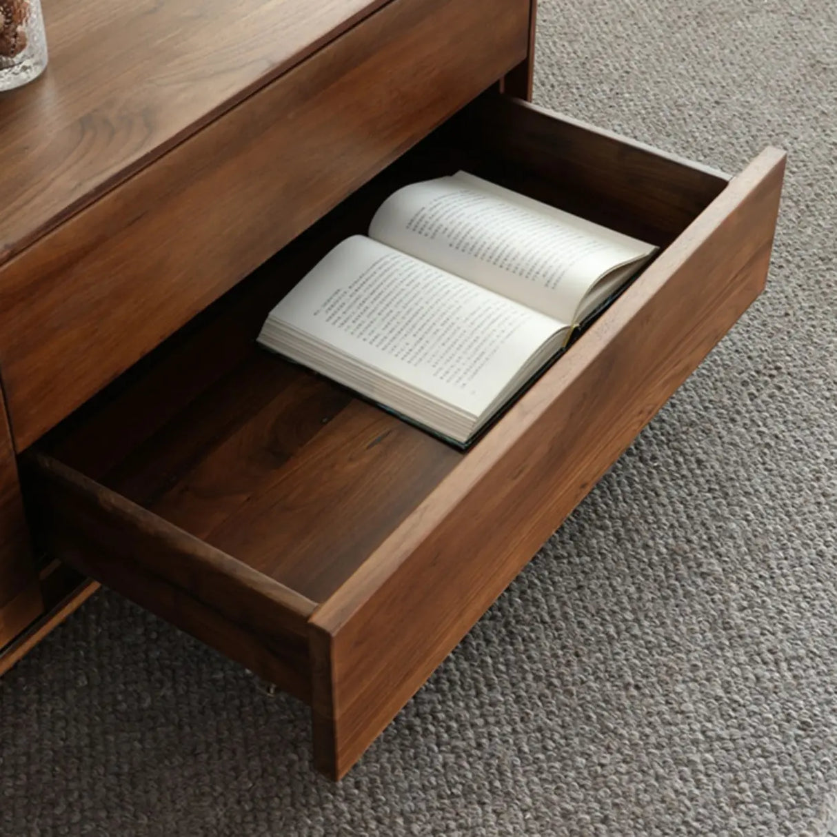 Traditional Solid Walnut Wood Rectangular Coffee Table Image - 7