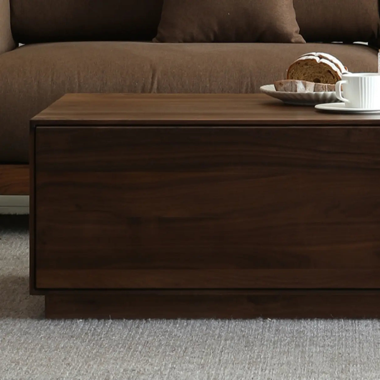 Traditional Solid Walnut Wood Rectangular Coffee Table Image - 8