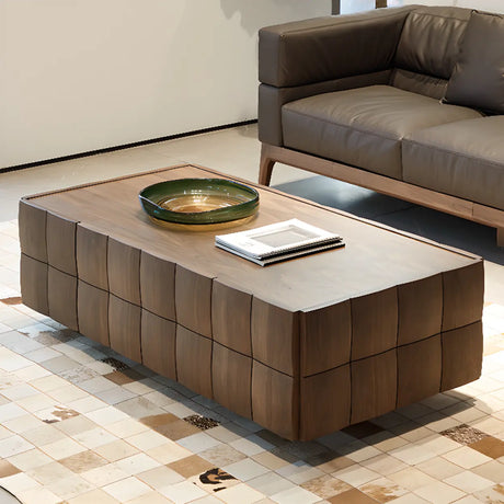 Traditional Solid Wood Walnut Rectangular Coffee Table Image - 1