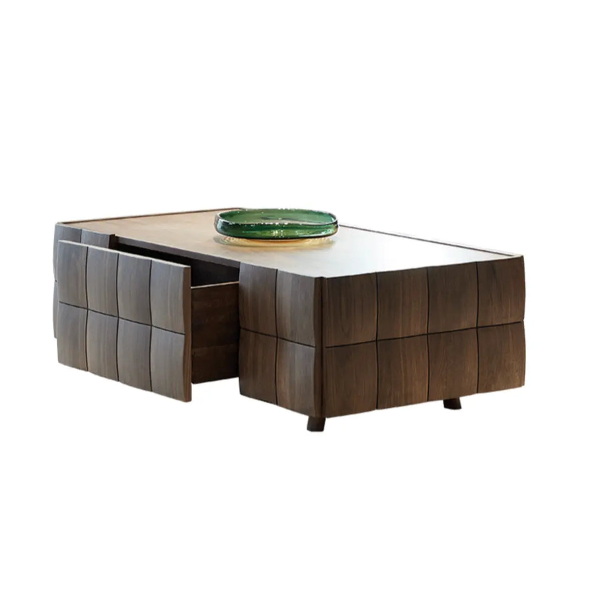 Traditional Solid Wood Walnut Rectangular Coffee Table Image - 4