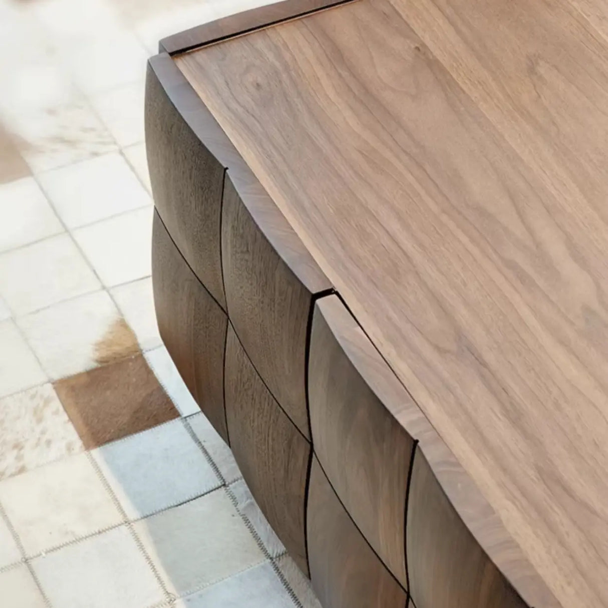 Traditional Solid Wood Walnut Rectangular Coffee Table Image - 6