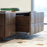 Traditional Solid Wood Walnut Rectangular Coffee Table Image - 8