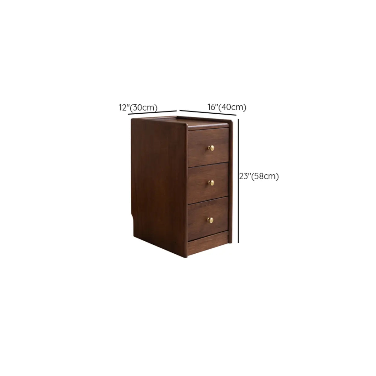 Traditional Walnut Slim Wood Nightstand with Drawers Image - 16