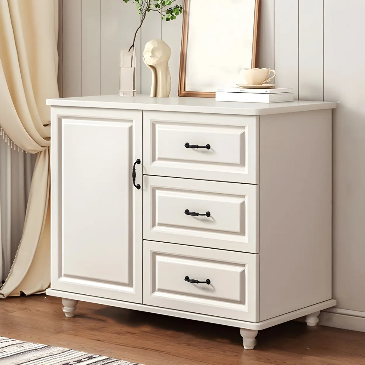 Traditional Walnut Wood Dresser Chest with Drawers Image - 10
