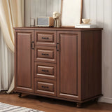 Traditional Walnut Wood Dresser Chest with Drawers Image - 25