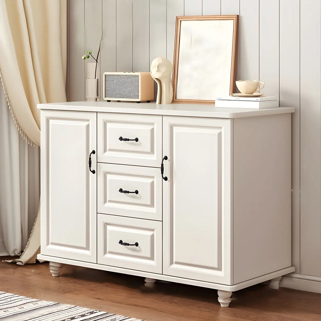 Traditional Walnut Wood Dresser Chest with Drawers Image - 5