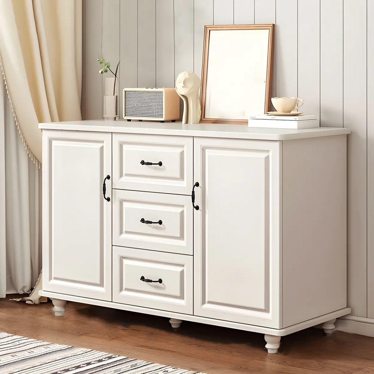 Traditional Walnut Wood Dresser Chest with Drawers Image - 8