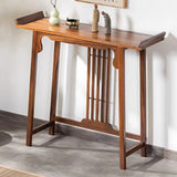 Traditional Walnut Wood Trestle Entryway Console Table Image - 1