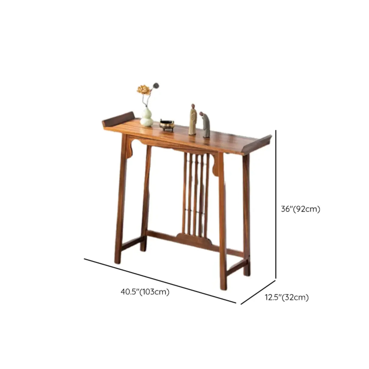 Traditional Walnut Wood Trestle Entryway Console Table Image - 13