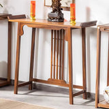 Traditional Walnut Wood Trestle Entryway Console Table Image - 4