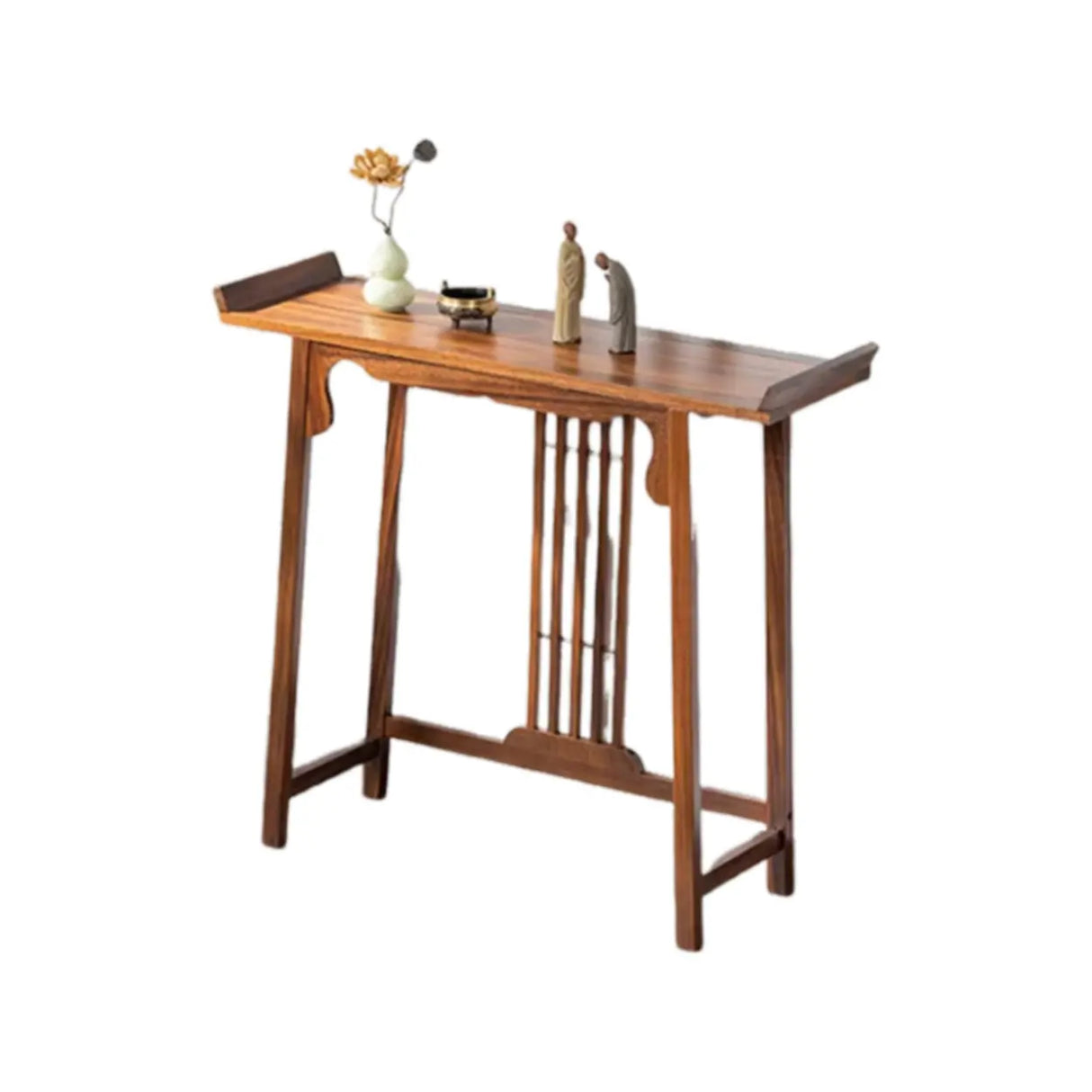 Traditional Walnut Wood Trestle Entryway Console Table Image - 6