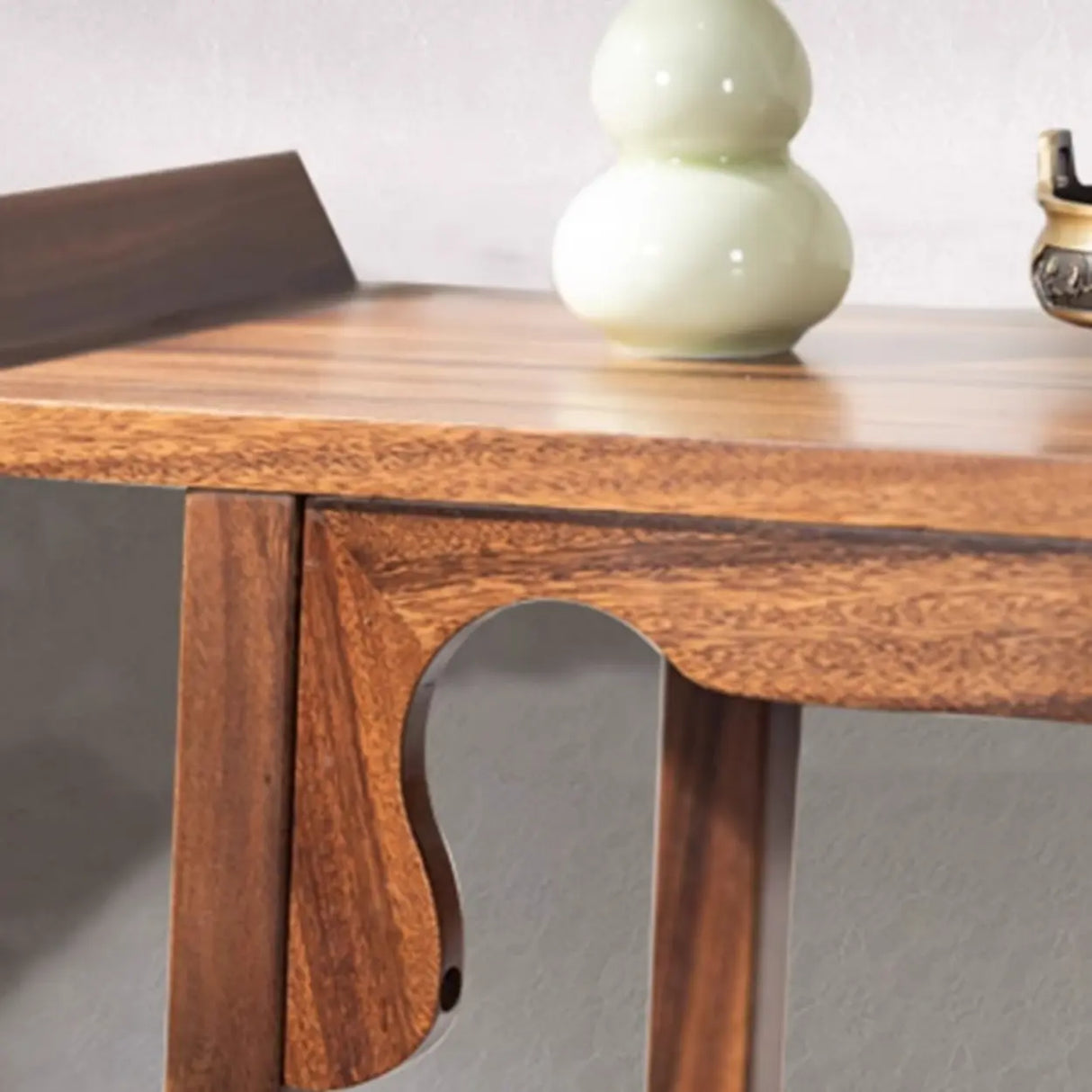 Traditional Walnut Wood Trestle Entryway Console Table Image - 7