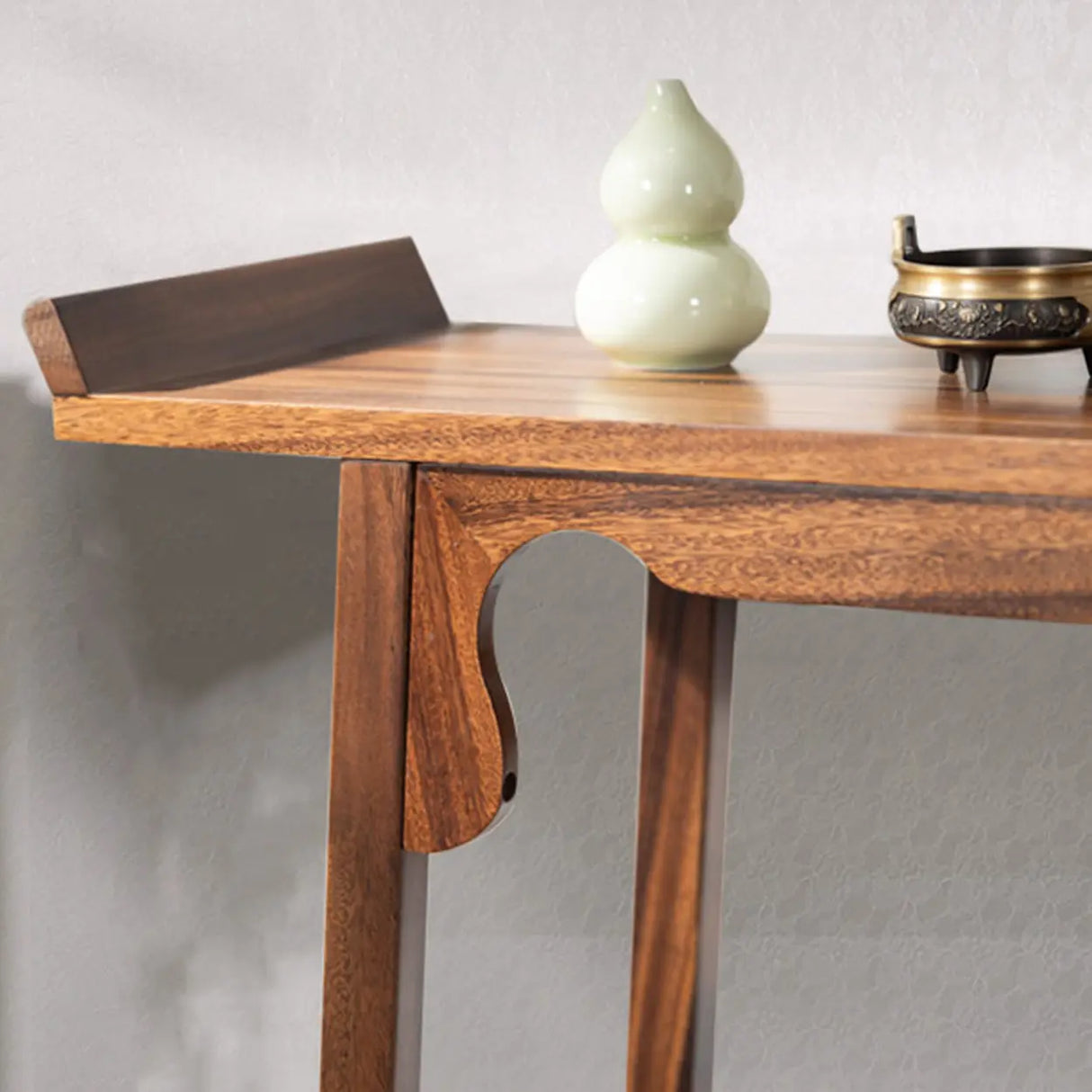 Traditional Walnut Wood Trestle Entryway Console Table Image - 11