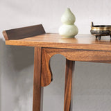 Traditional Walnut Wood Trestle Entryway Console Table Image - 11