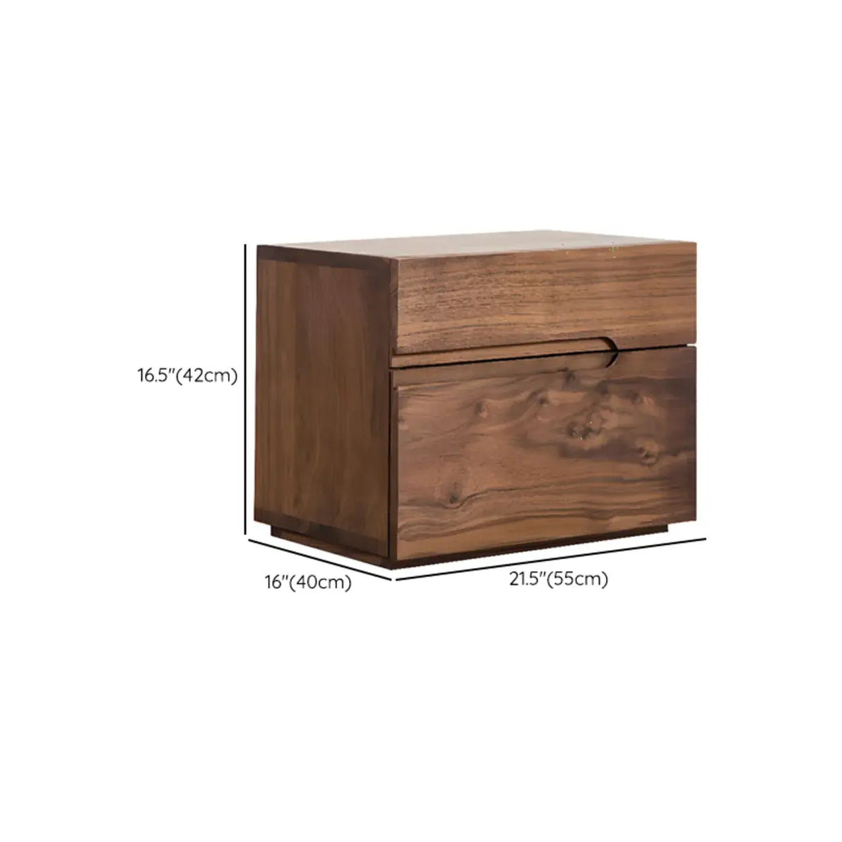 Traditional Walnut Wooden Nightstand with Drawers 