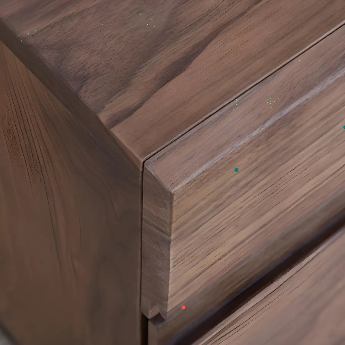 Traditional Walnut Wooden Nightstand with Drawers Image - 6