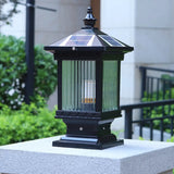 Traditional Waterproof Solar Metal Lantern Pillar Light Image - 2