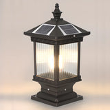 Traditional Waterproof Solar Metal Lantern Pillar Light Image - 3