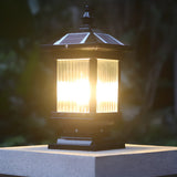 Traditional Waterproof Solar Metal Lantern Pillar Light Image - 6
