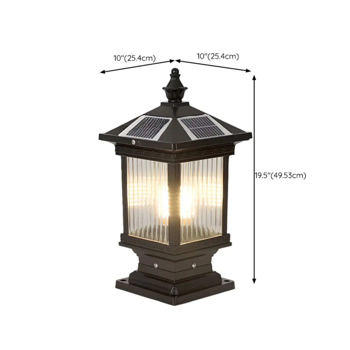 Traditional Waterproof Solar Metal Lantern Pillar Light Image - 8