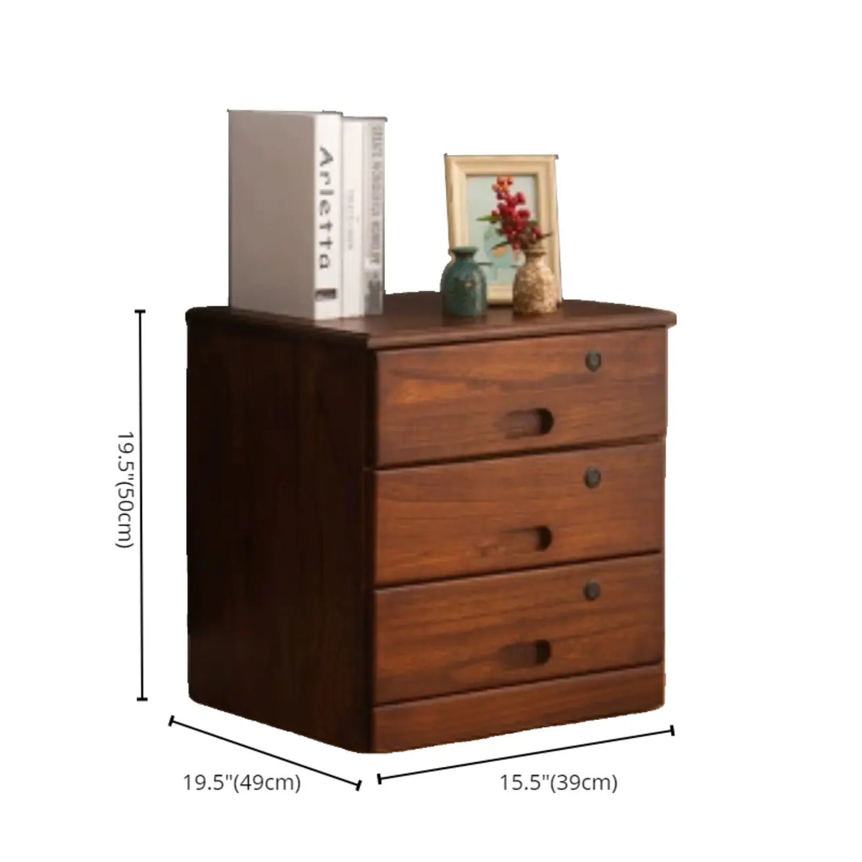 Traditional Wood Compact Brown Filing Cabinet with Drawers 