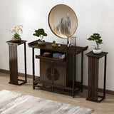Traditional Wood Dark Brown Storage Entryway Console Table Image - 1