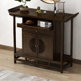 Traditional Wood Dark Brown Storage Entryway Console Table Image - 3
