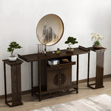 Traditional Wood Dark Brown Storage Entryway Console Table Image - 6