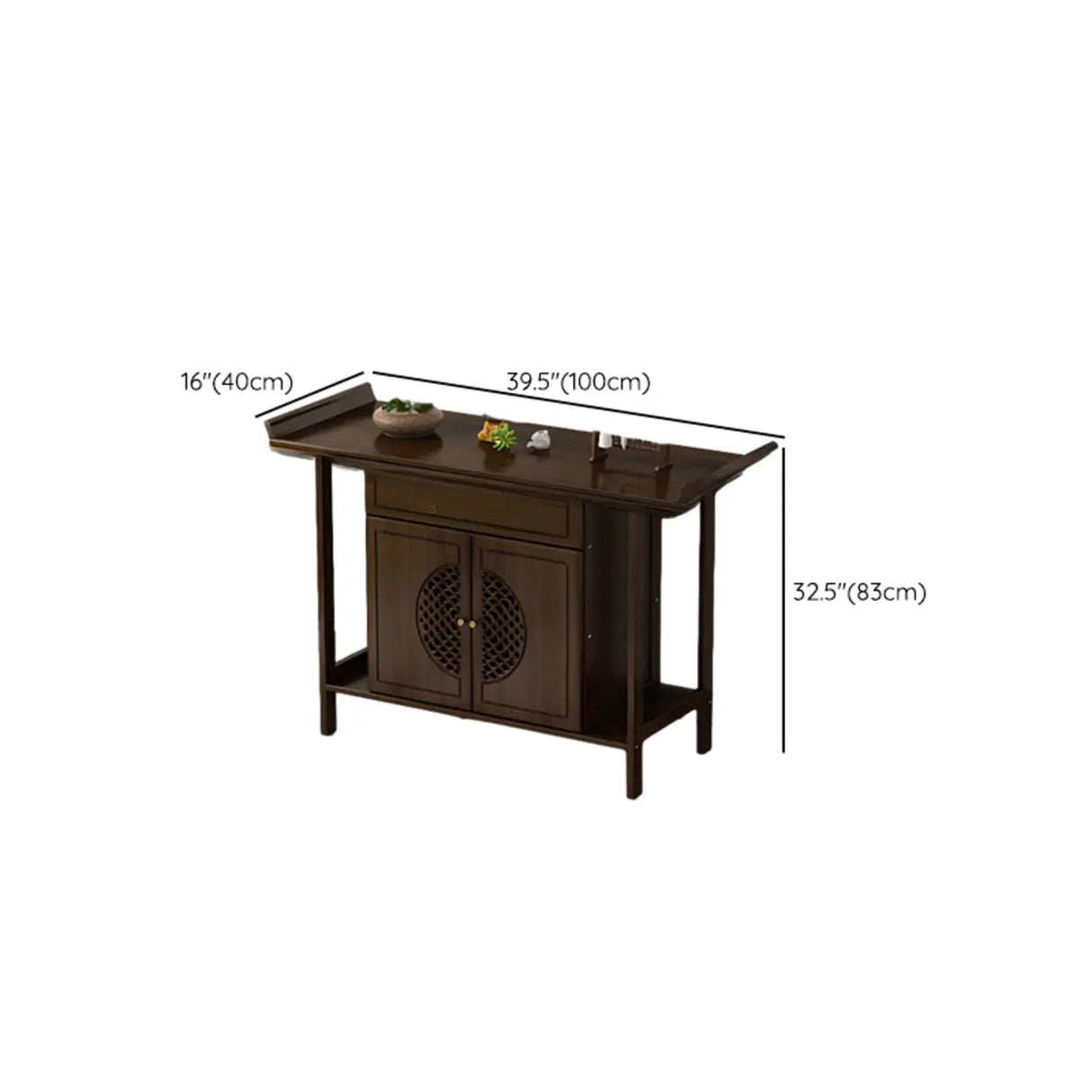 Traditional Wood Dark Brown Storage Entryway Console Table Image - 17