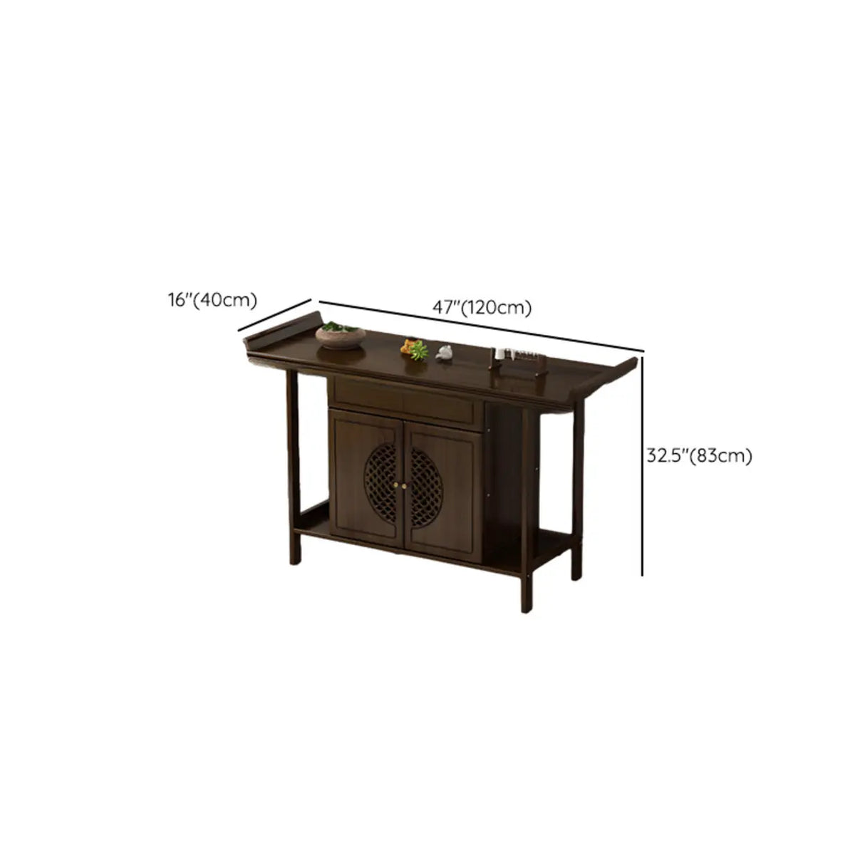 Traditional Wood Dark Brown Storage Entryway Console Table Image - 18