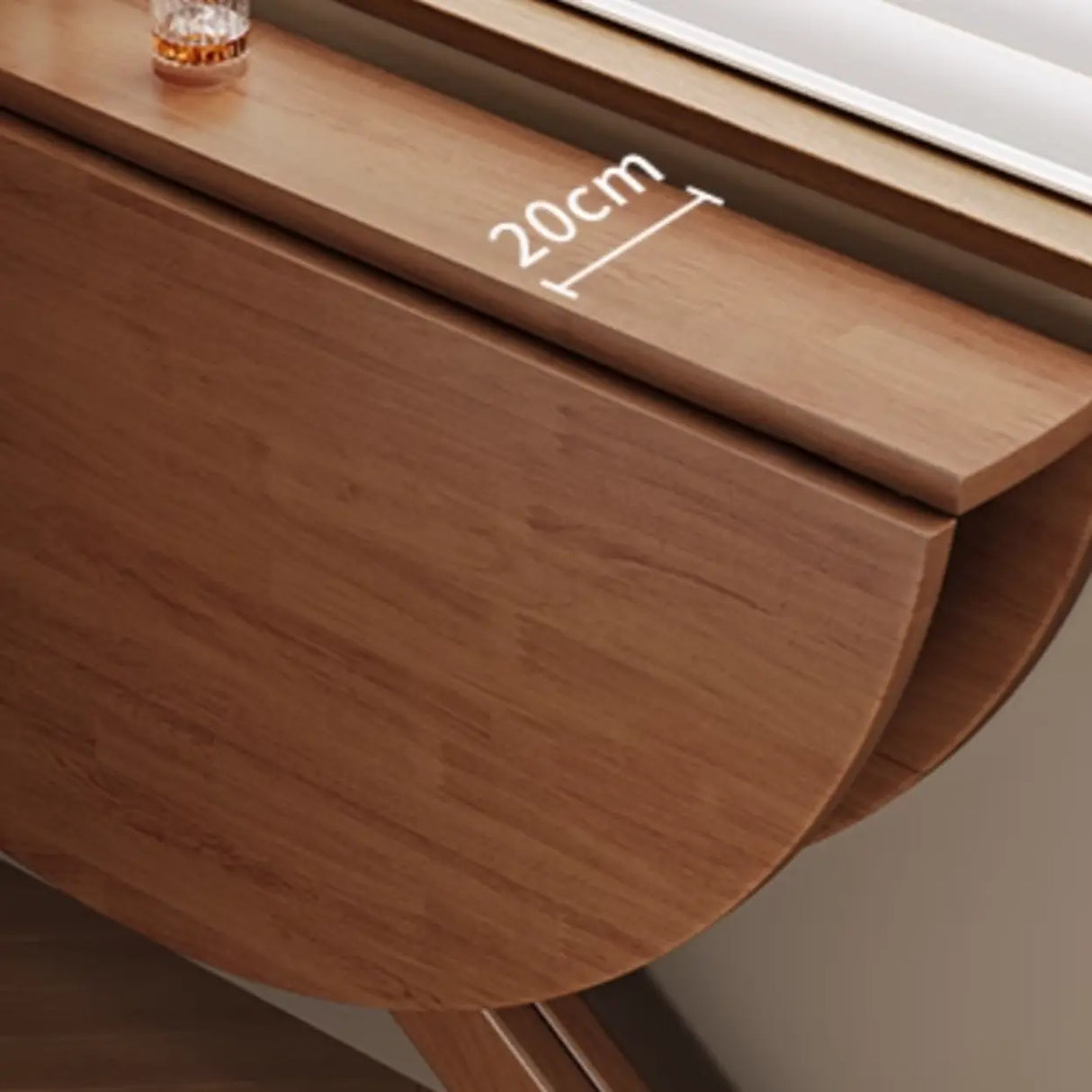 Traditional Wood Round Drop Leaf Foldable Dining Table Image - 11