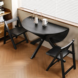 Traditional Wood Round Drop Leaf Foldable Dining Table Image - 6