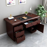Traditional Wooden Sled Writing Desk with Cabinet Image - 1