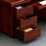 Traditional Wooden Sled Writing Desk with Cabinet Image - 10