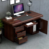 Traditional Wooden Sled Writing Desk with Cabinet Image - 15