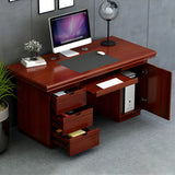Traditional Wooden Sled Writing Desk with Cabinet Image - 16