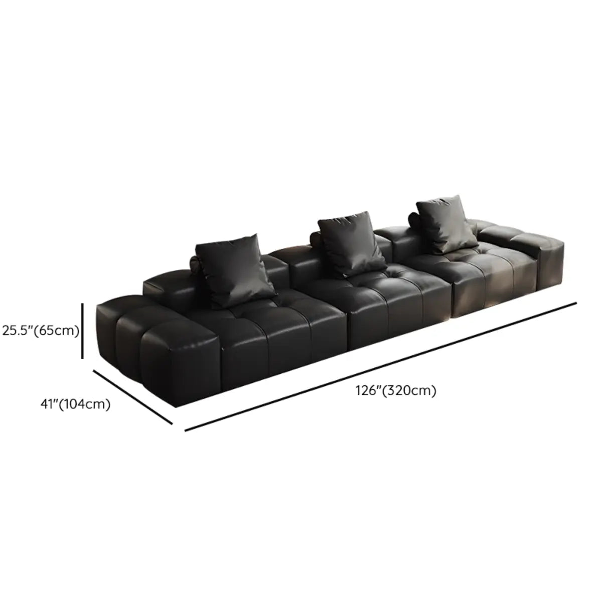 Transitional Black Waterproof Leather 3-Seats Sofa Image - 14