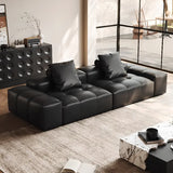 Transitional Black Waterproof Leather 3-Seats Sofa Image - 4